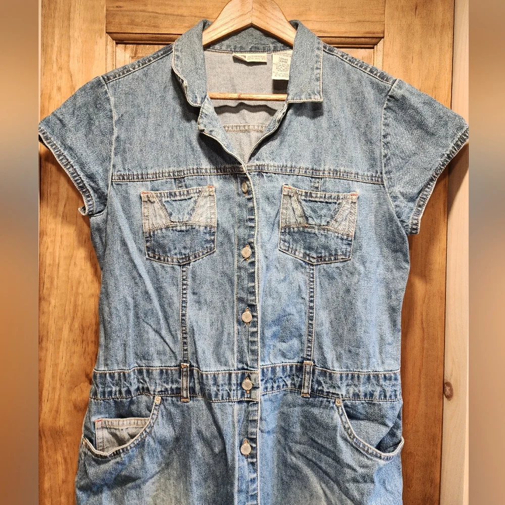Vintage Y2K Faded Glory Denim Button-Down Dress - Picture 2 of 7